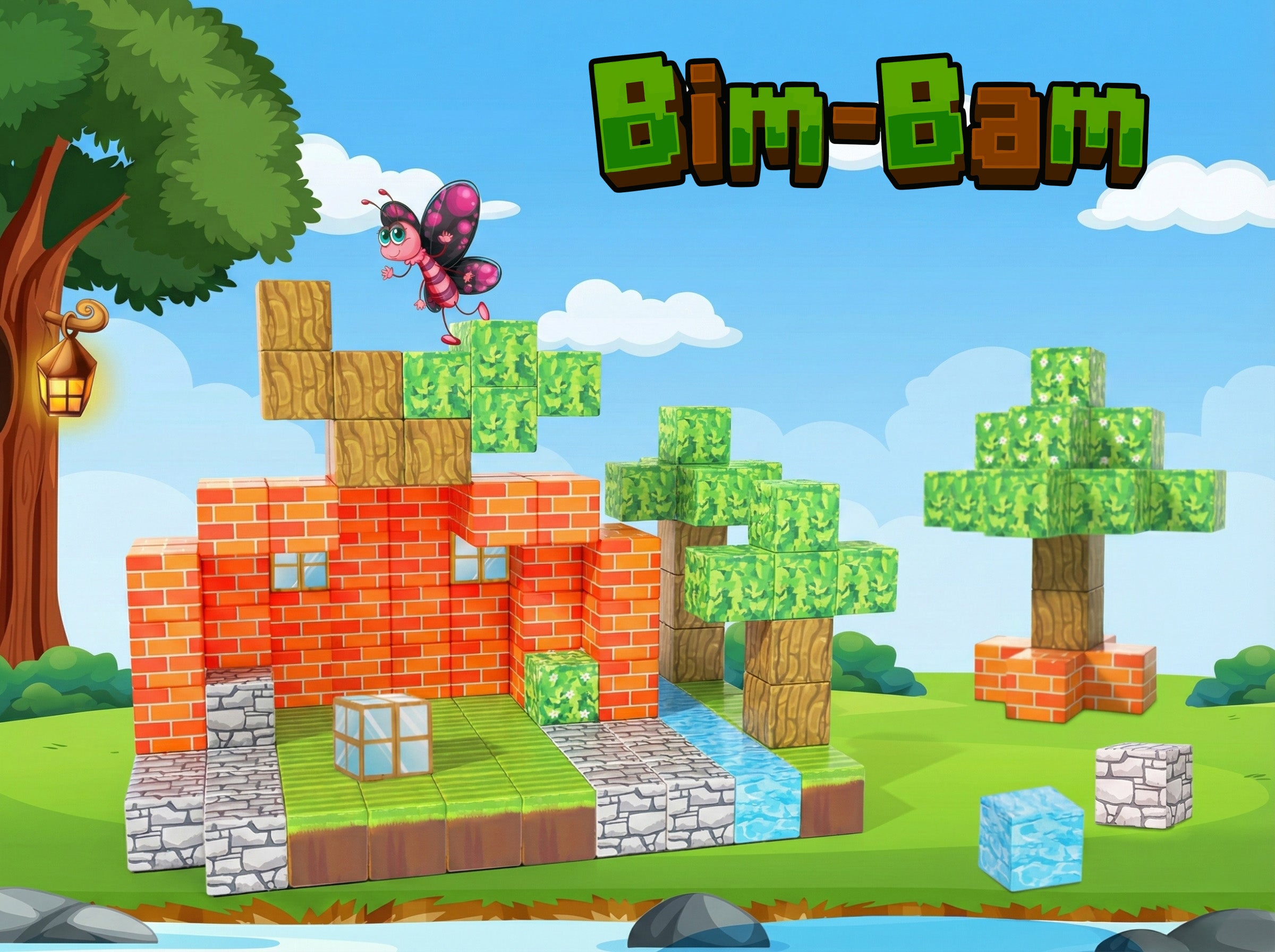 Magnētisko klucīšu komplekts “Pikseļu Pasaule” 100 gab.