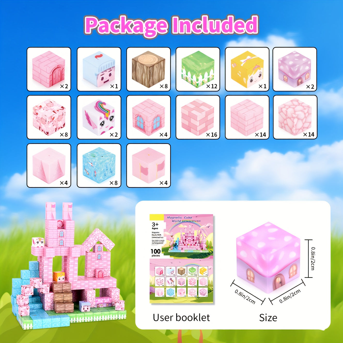 Magnētisko Klucīšu Komplekts Bērniem 100 gab.