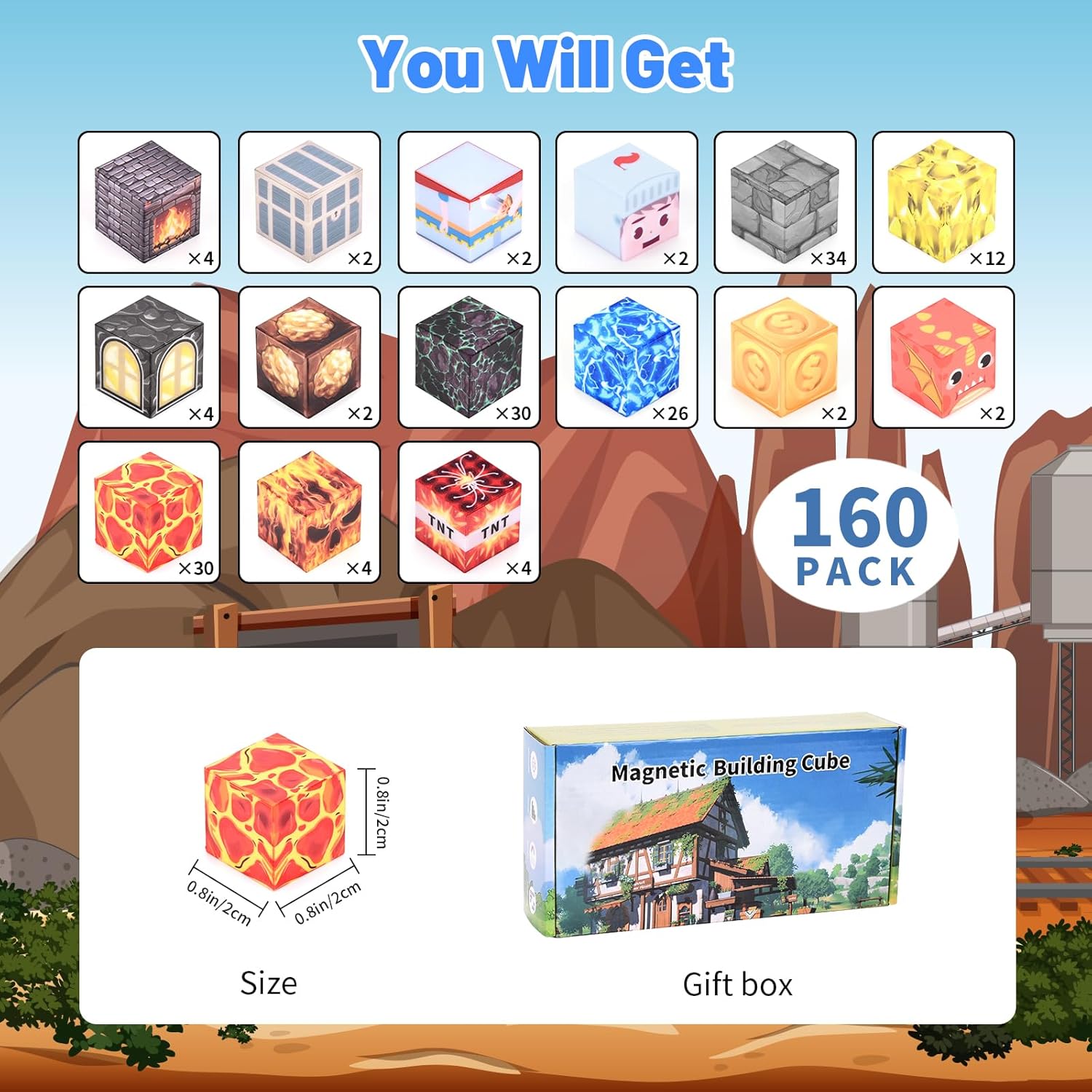 Magnētisko klucīšu komplekts “Dārgumu Pasaule” 160 gab.