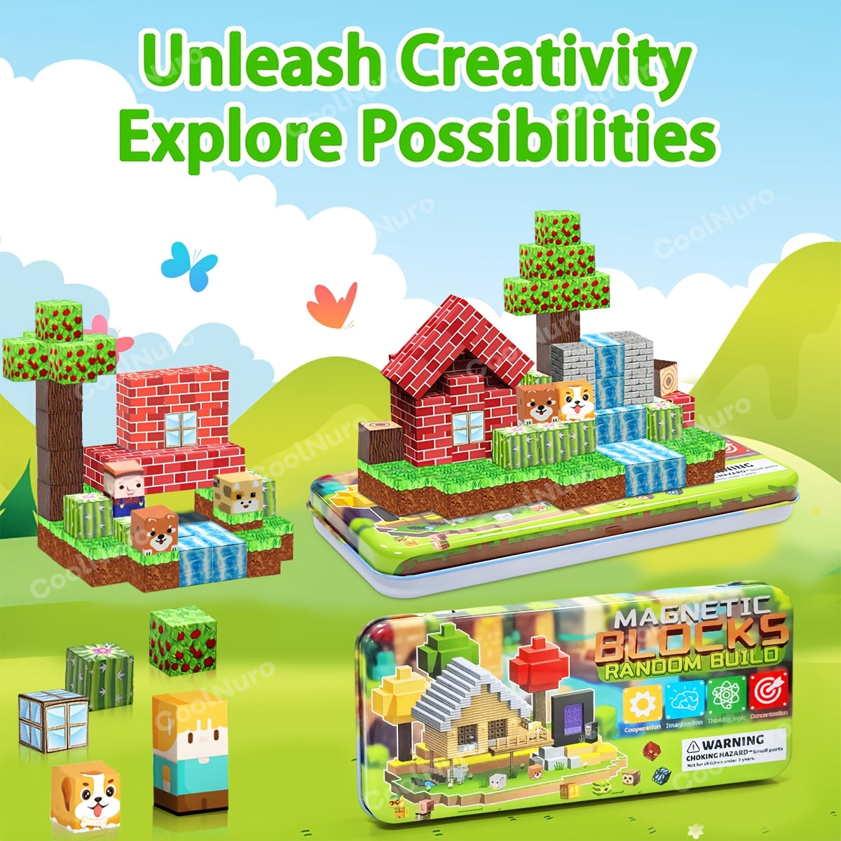 Magnētisko Klucīšu Komplekts Bērniem 32 gab.