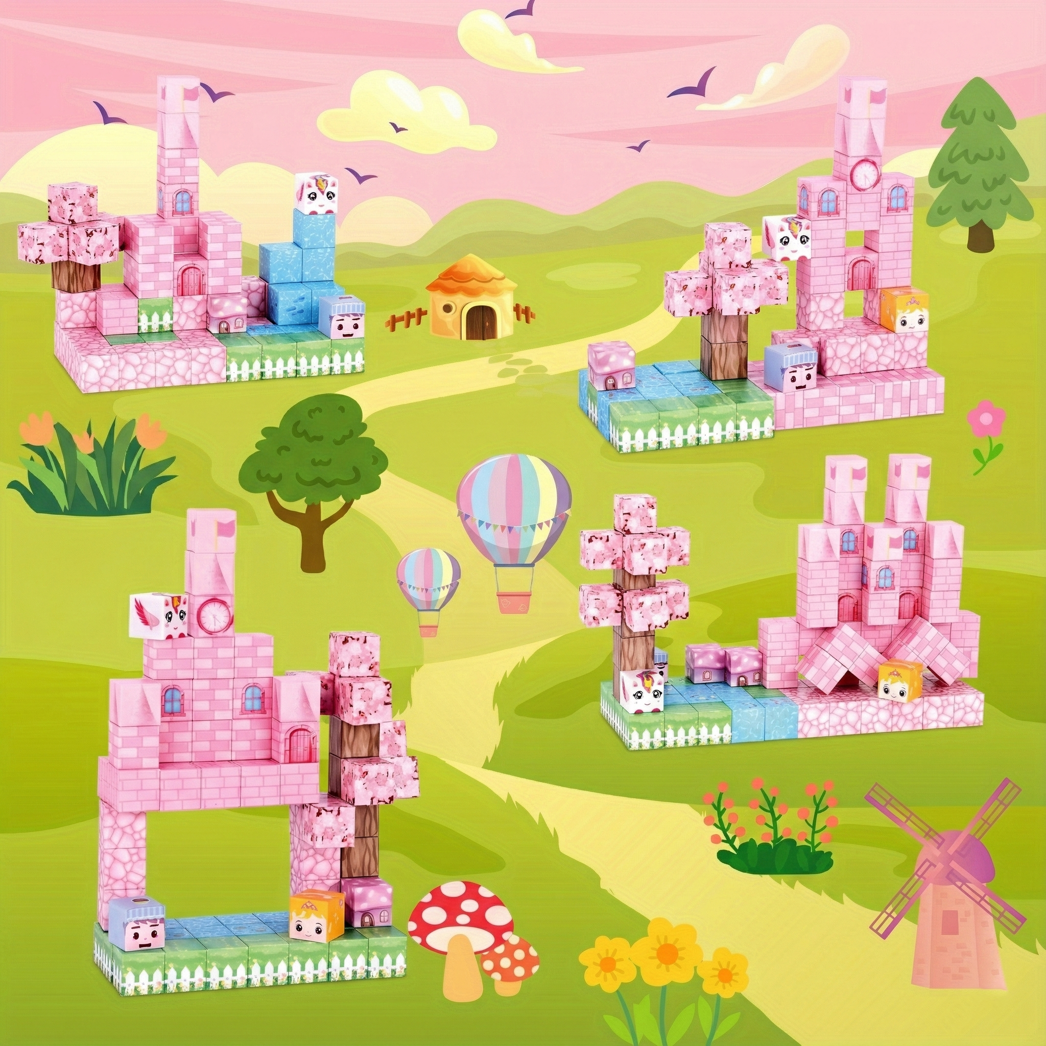 Magnētisko klucīšu komplekts “Pasaku pils” 100 gab.