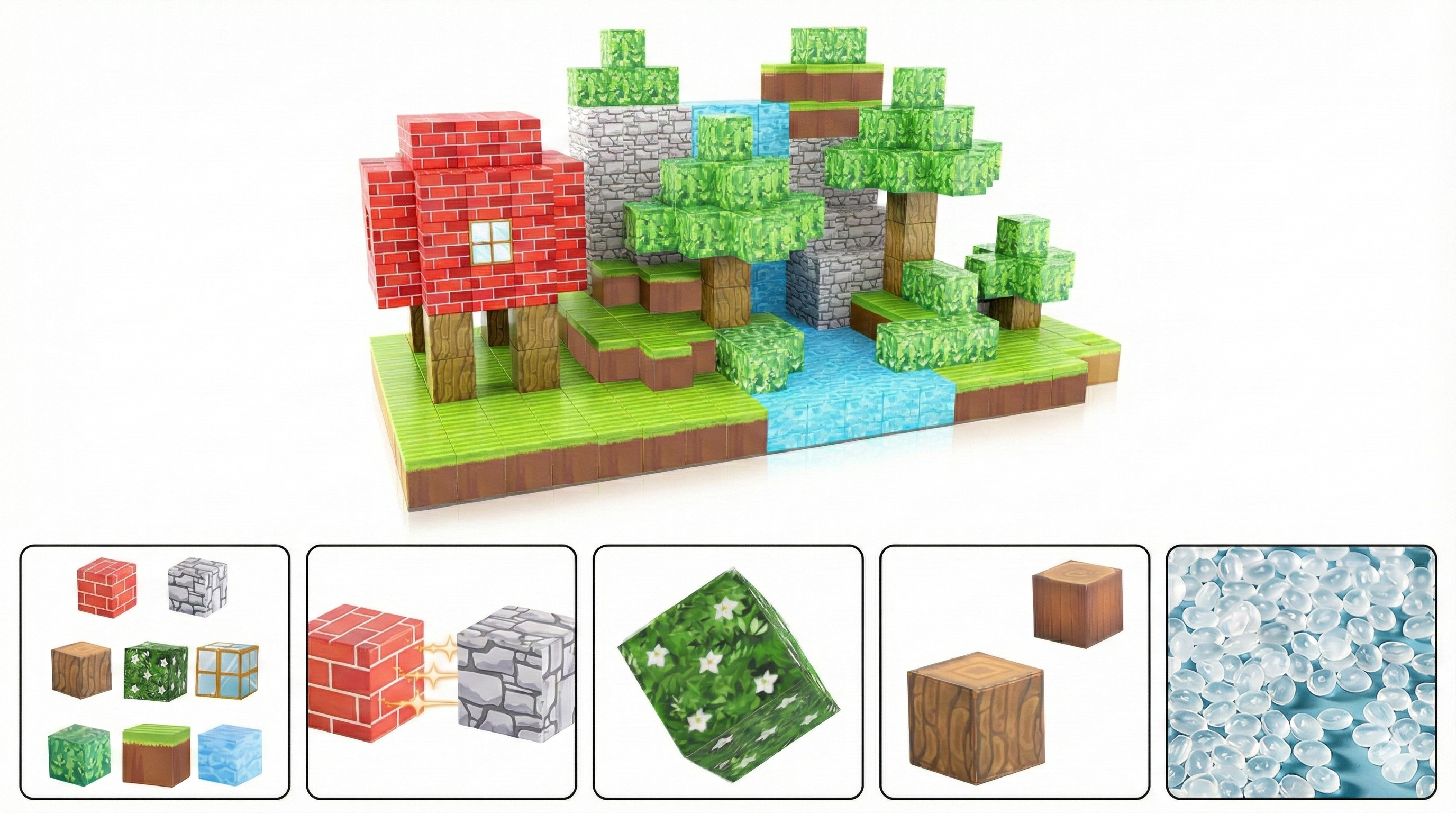 Magnētisko klucīšu komplekts “Pikseļu Pasaule” 100 gab.