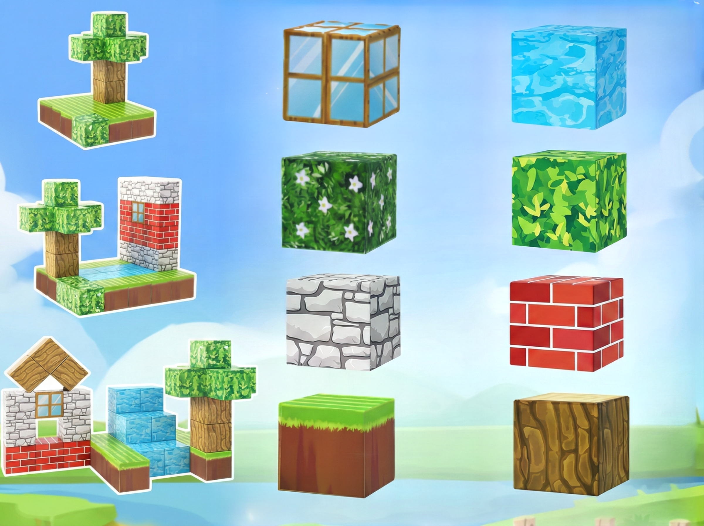 Magnētisko klucīšu komplekts “Pikseļu Pasaule” 100 gab.