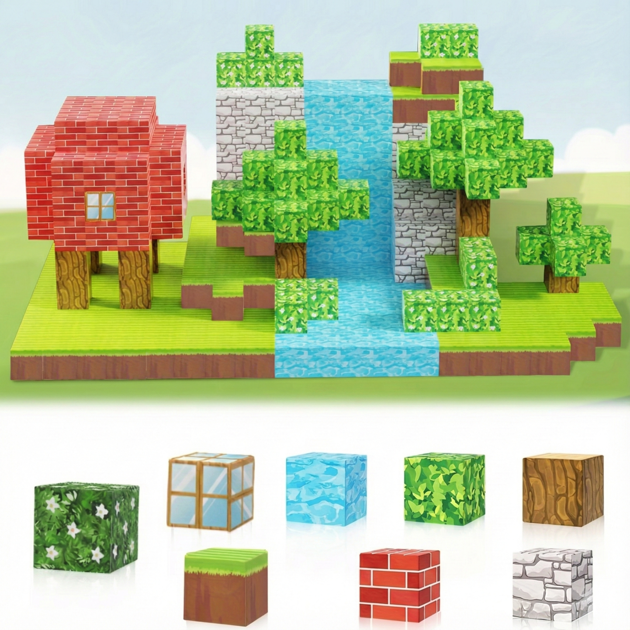 Magnētisko klucīšu komplekts “Pikseļu Pasaule” 100 gab.